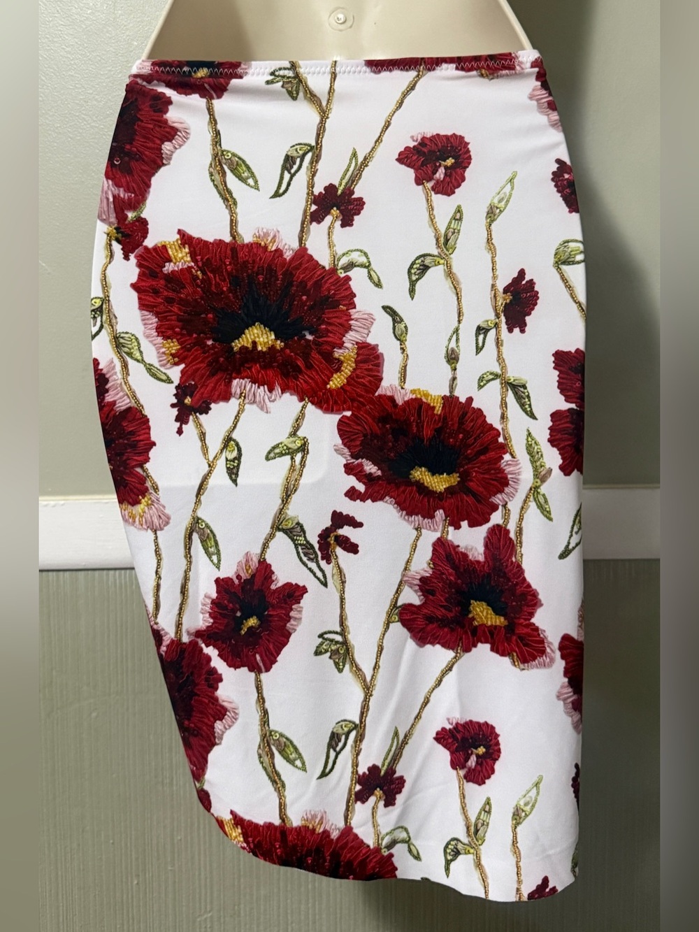 Norma Kamali Side Drape Mini Skirt White Poppy - Picture 4 of 8